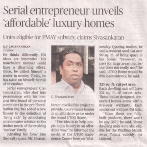 UTOO Homes featured in The_Hindu